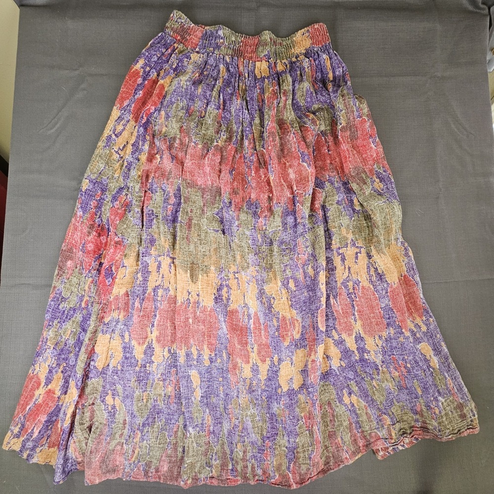 Remo of California Cotton Midi Skirt‎ Bohemian Floral Print Elastic Waist Size M